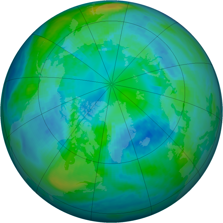 Arctic ozone map for 12 October 1988